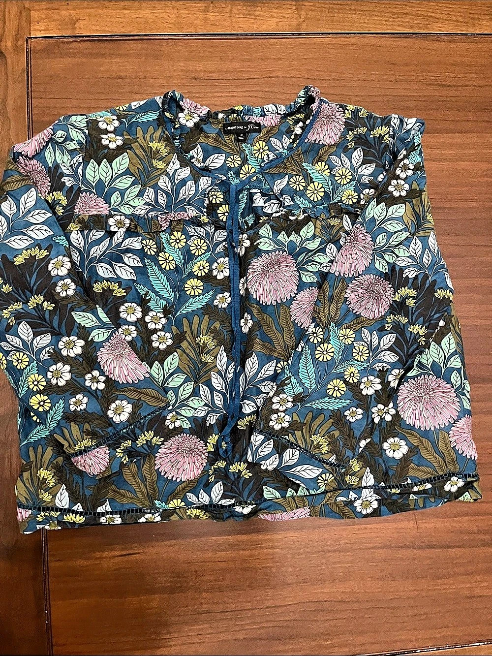 Abigail borg for crew Floral Top in Blue & Pink Size Medium